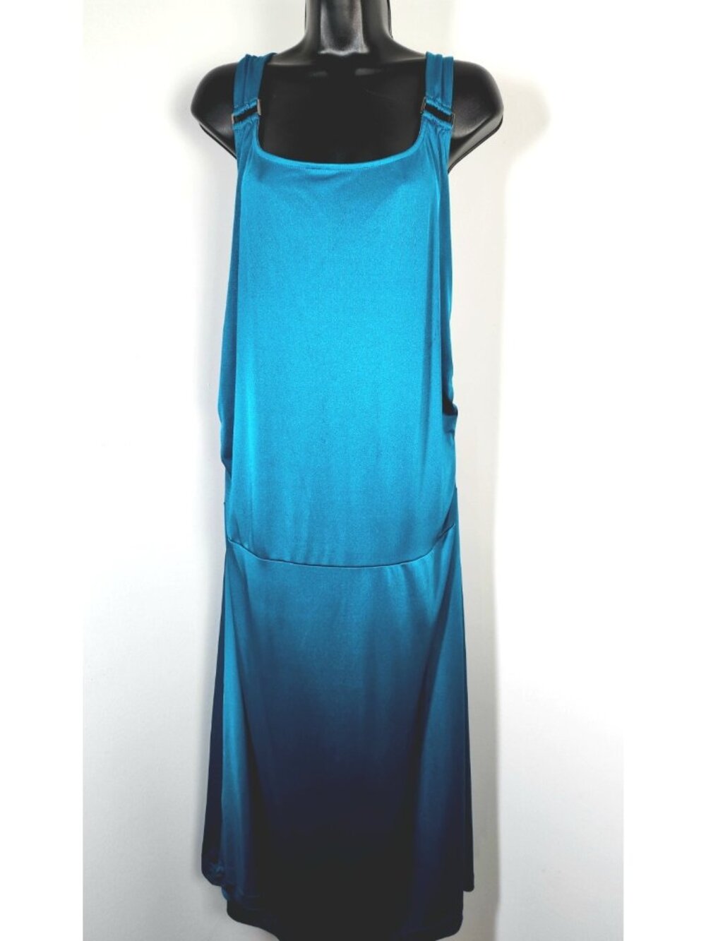 Calvin Klein Ruched Stretchy Buckle Detail Dress-Blue-SZ 2X